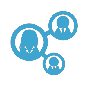 People network connection bubbles icon - light blue